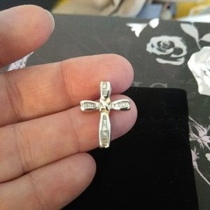 Sterling silver and diamond cross pendant